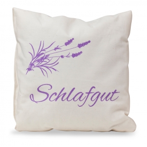 Ruhekissen SCHLAFGUT mit Lavendel in Schweizer Schafschurwolle, im SET mit 50ml Fumaria Hautschutzpflege
